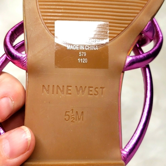 Nine West  Blink 3 Slip On Criss Cross Flat Sandals Multicolor Pink - Picture 9 of 9